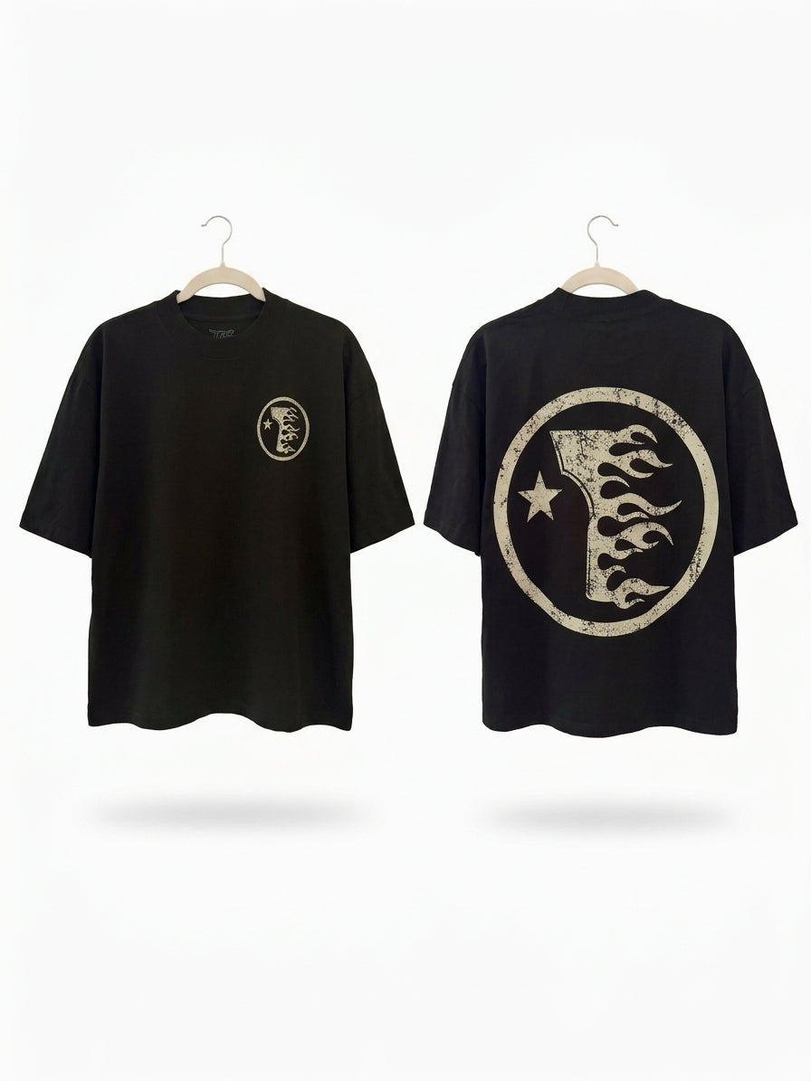 Tintstar Tee black/vintage cream print
